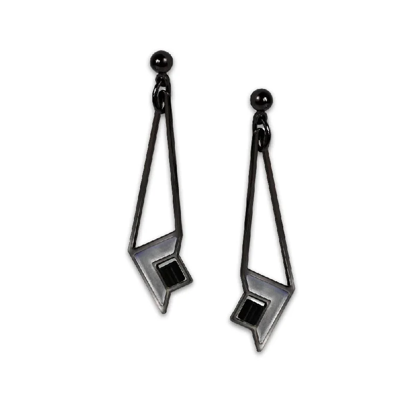 Fashion Crystal Earrings For Glamorous Looks-Frank Lloyd Wright Dana House Art Glass Earrings in Black