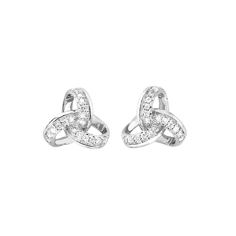 Classic Silver Earrings For Timeless Elegance-1/10 Ctw Diamond Knot Earrings in 10 Karat White Gold