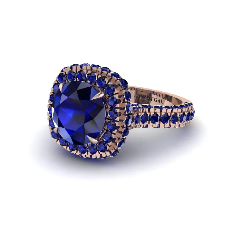 Bold Engagement Rings For Bold Brides-Sapphire Pave Double Halo Engagement Ring - Eve No. 74