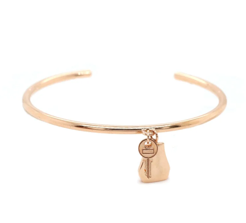 Bracelets With Charms-Hermes TPM Kelly Clochette Cuff Bracelet in 18K W/Box and Papers