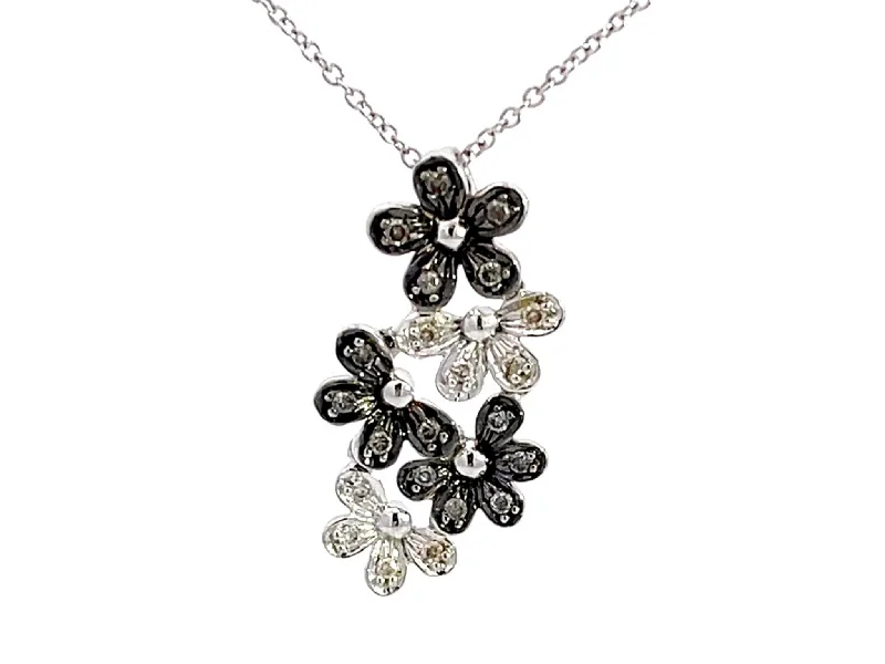 Statement Charm Necklaces For Personalized Style-5 Diamond Flower Pendant Necklace in 14k White Gold