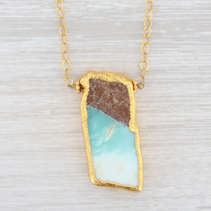 Beautiful Personalized Bar Necklaces For Gifts-New Nina Nguyen Chrysoprase Pendant Necklace Sterling Gold Vermeil 32"