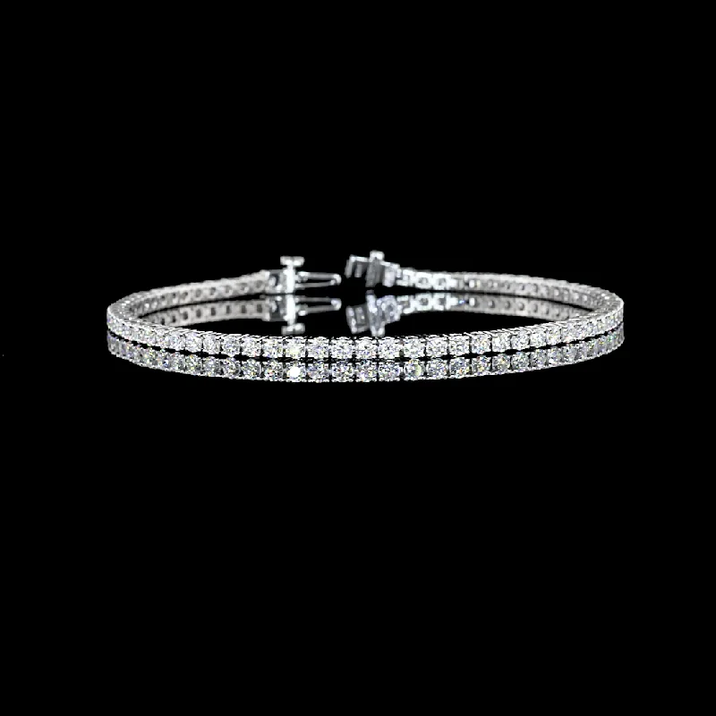 Bracelets With Silver Plating-14K White Gold Lab Grown Round Diamond Tennis Bracelet BC1115