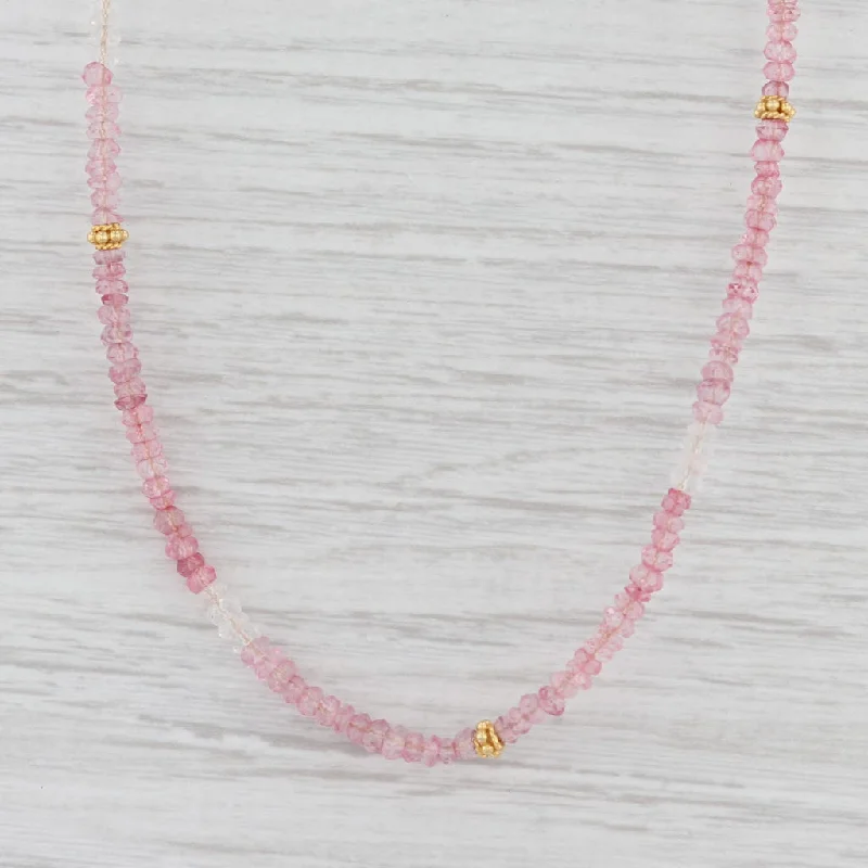 Colorful Bead Necklaces For Playful Style-New Nina Nguyen Pink Topaz Bead Necklace Sterling Gold Vermeil Adjustable Layer