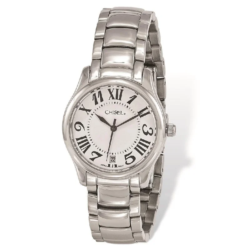 Watches For Brides-Ladies Chisel Stainless Steel White Dial Watch