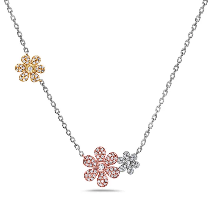 Bold Silver Pendant Necklaces For Trendy Looks-Flower Power Pave Diamond Necklace