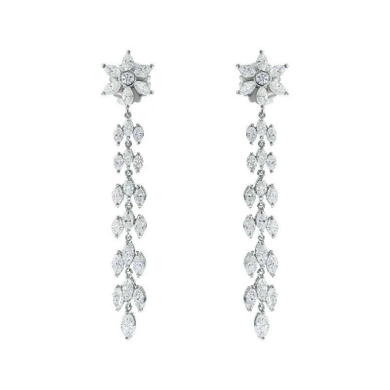 Long Silver Earrings For Elegant Fashion-Diamond Drop Earrings