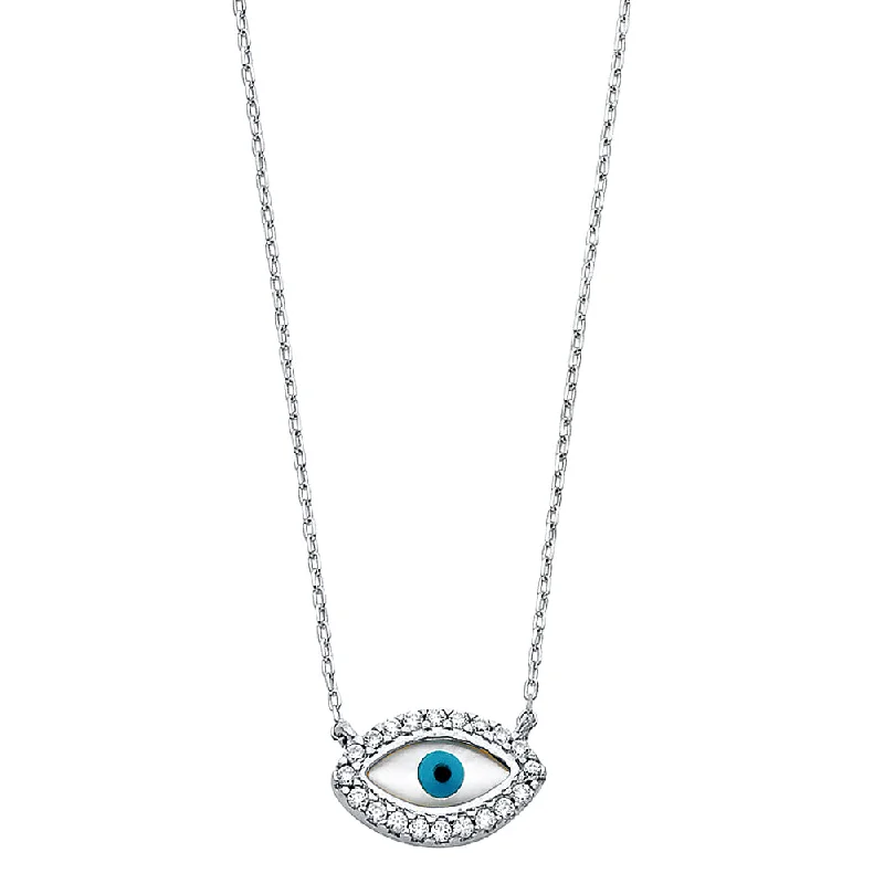 Minimalist Necklaces For Simple Style-14K CZ EVIL EYE NECKLACE