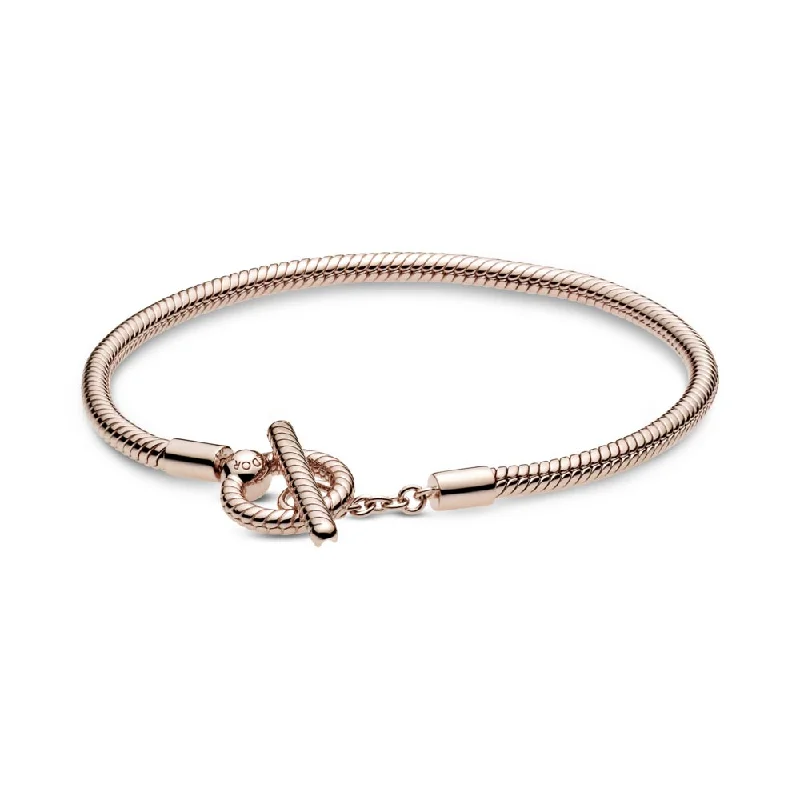 Bracelets For Fashion Enthusiasts-Pandora Moments T-Bar Snake Chain Bracelet - Rose 589087C00