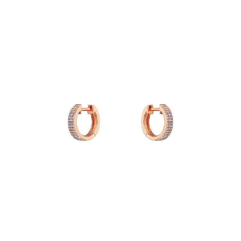 Silver Earrings For Timeless Fashion-14 Karat Rose Gold Huggie Earrings With Diamonds