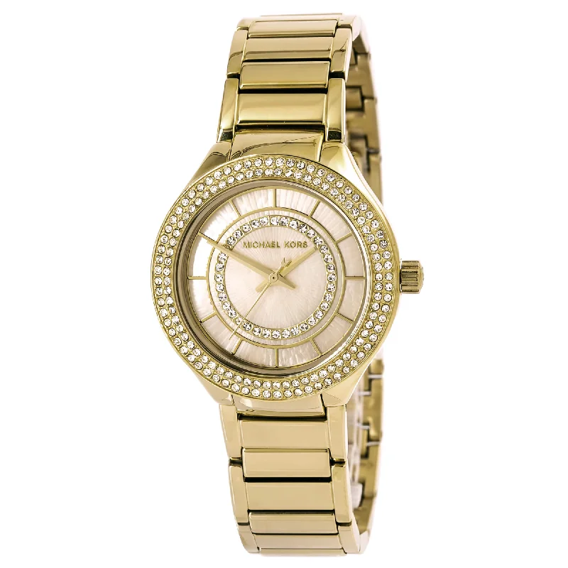 Watches With Vibrant Hues-Michael Kors MK3801 Mini Kerry Womens MOP Dial Crystal Watch