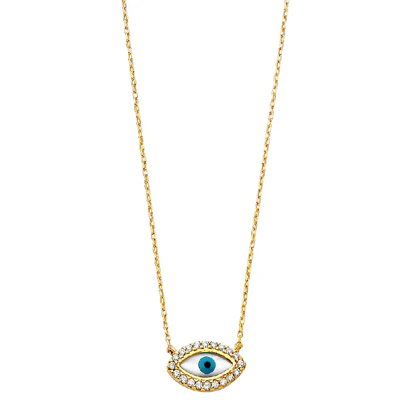 Statement Necklaces For Bold Fashion-14K CZ EVIL EYE NECKLACE