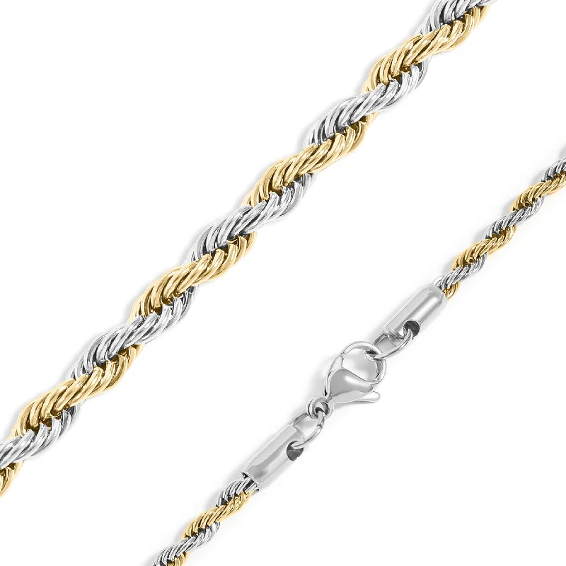 Customizable Birthstone Necklaces For Personal Gifts-18K Gold PVD Stainless Steel Rope Chain Necklace / CHN9701