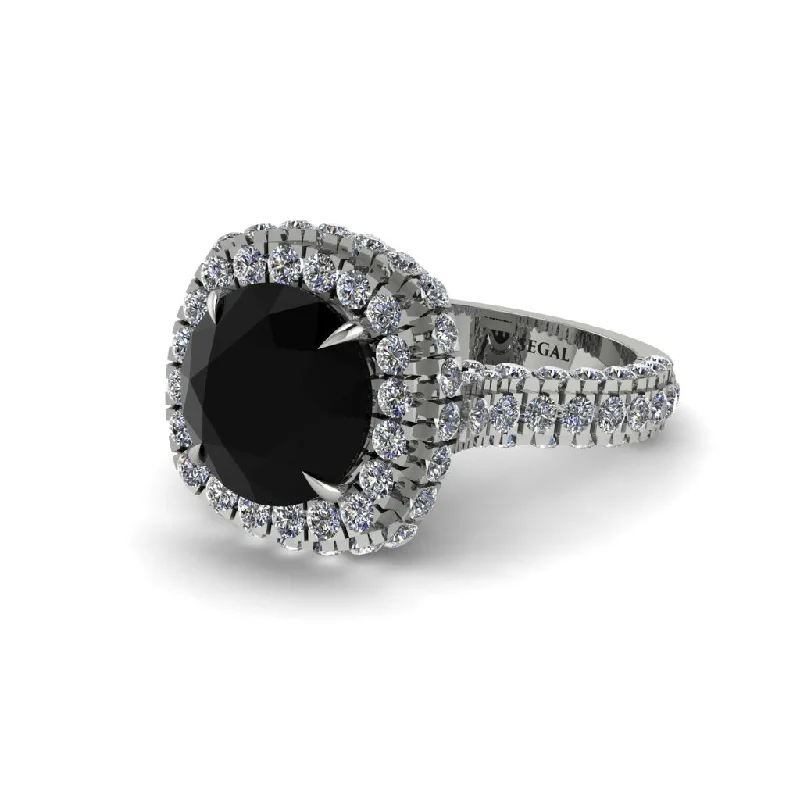 Stunning Gold Engagement Rings For Brides-Black Diamond Pave Double Halo Engagement Ring - Eve No. 9