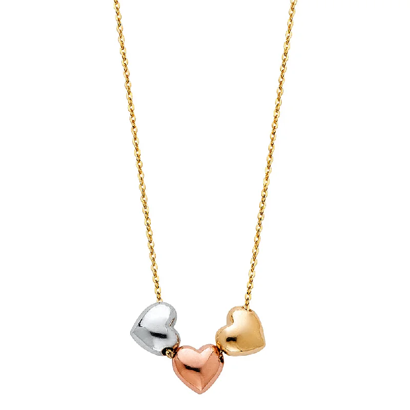 Stunning Heart Necklaces For Special Occasions-14K THREE HEARTS NECKLACE