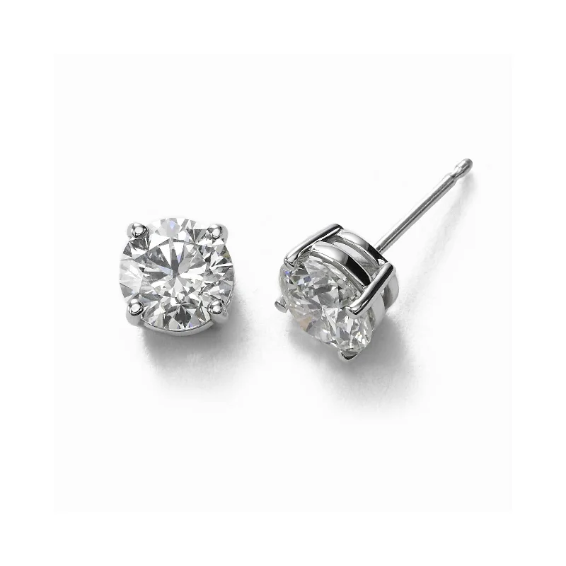 Silver Earrings For Formal Events-Diamond Stud Earrings, 1.50 Carats Total, 14K White Gold