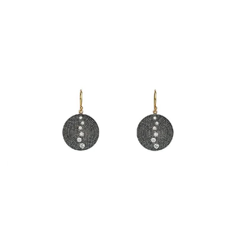 Unique Pearl Earrings For Timeless Style-Sterling Silver Black Rhodium ALAINA Diamond Disc earrings