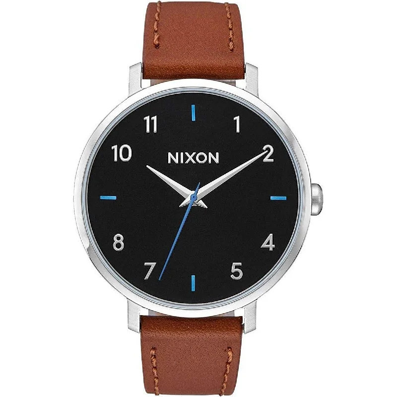 Watches For Birthday Gifts-Nixon Women's Quartz Watch - Arrow Black Dial Leather Strap Steel Case | A1091019