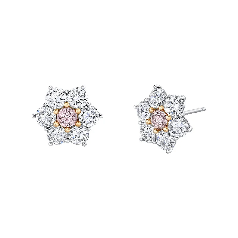 Elegant Drop Earrings For Weddings-Fiore Fancy Pink and Diamond Bloom Stud Earrings