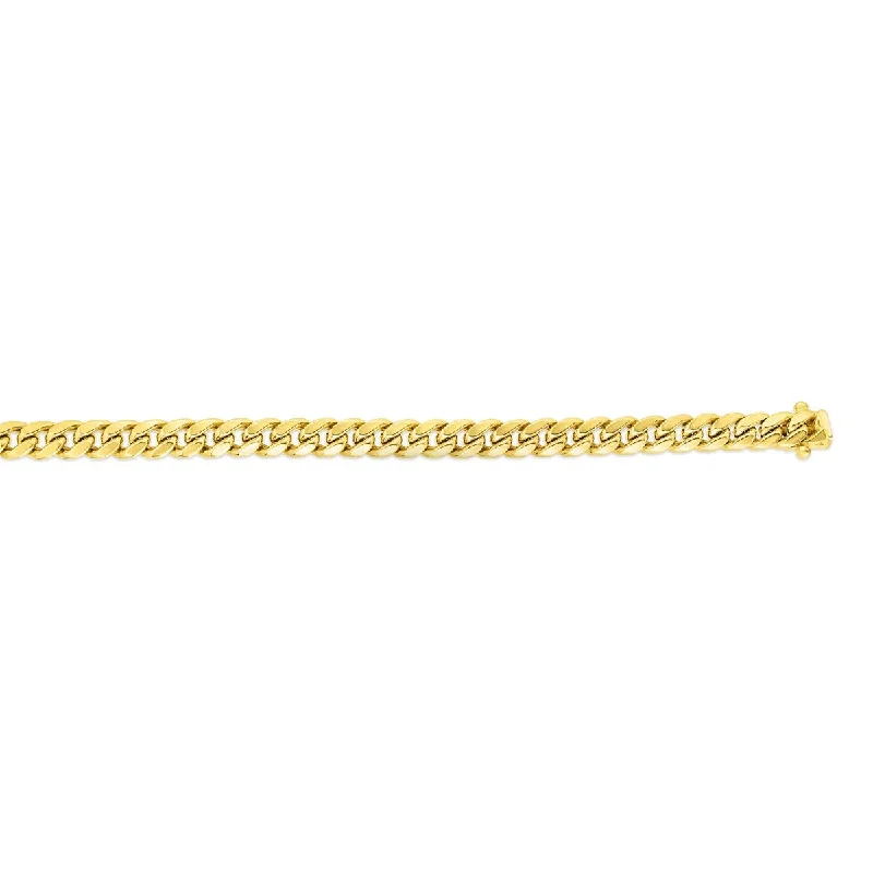 Bracelets For Evening Wear-14kt Gold 26" Yellow Finish New Hollow Miami Cuban Bracelet with Box Clasp NHMC180-26