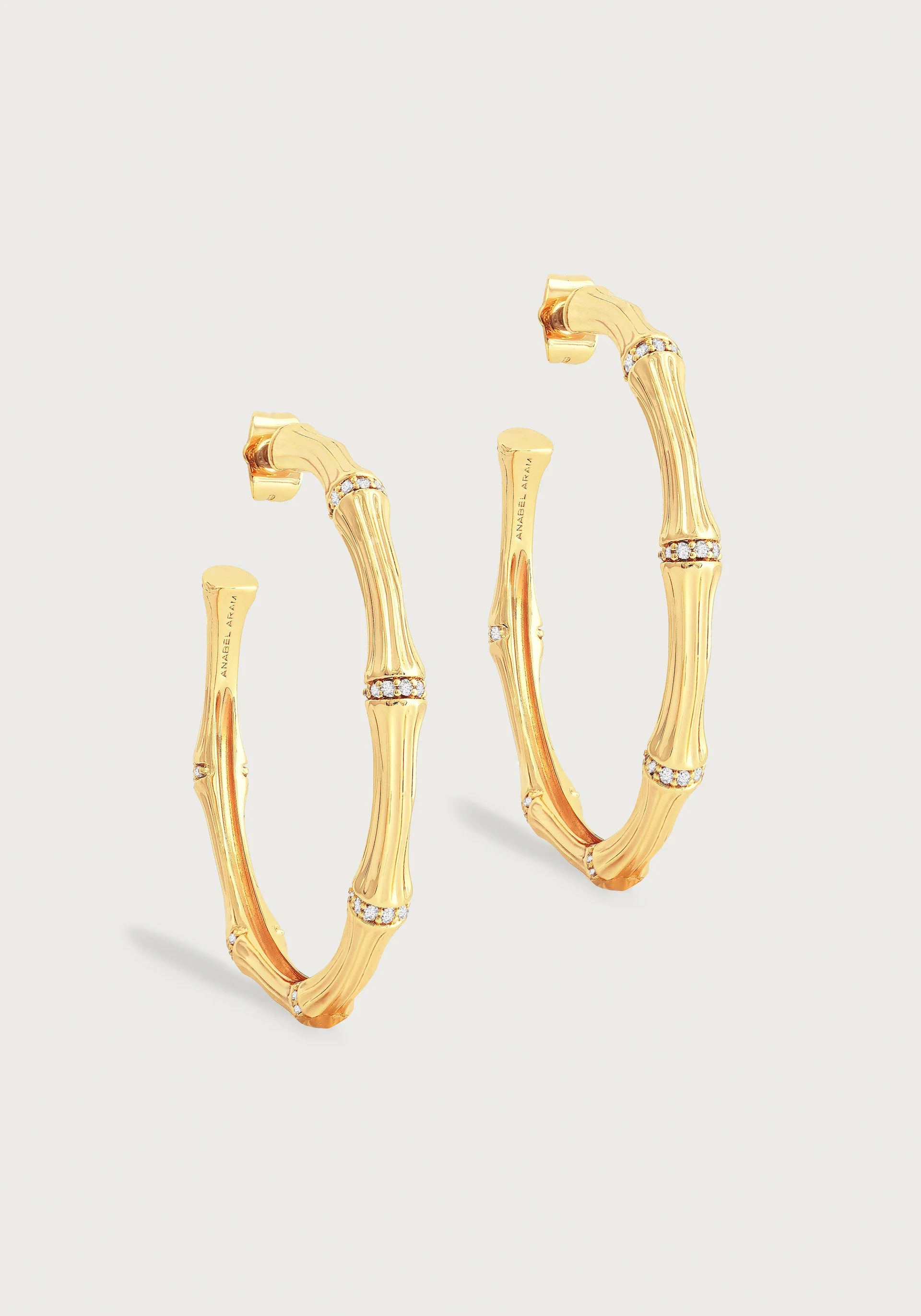 Trendy Gold Earrings For Party Glam-Bamboo Large Hoop Earrings