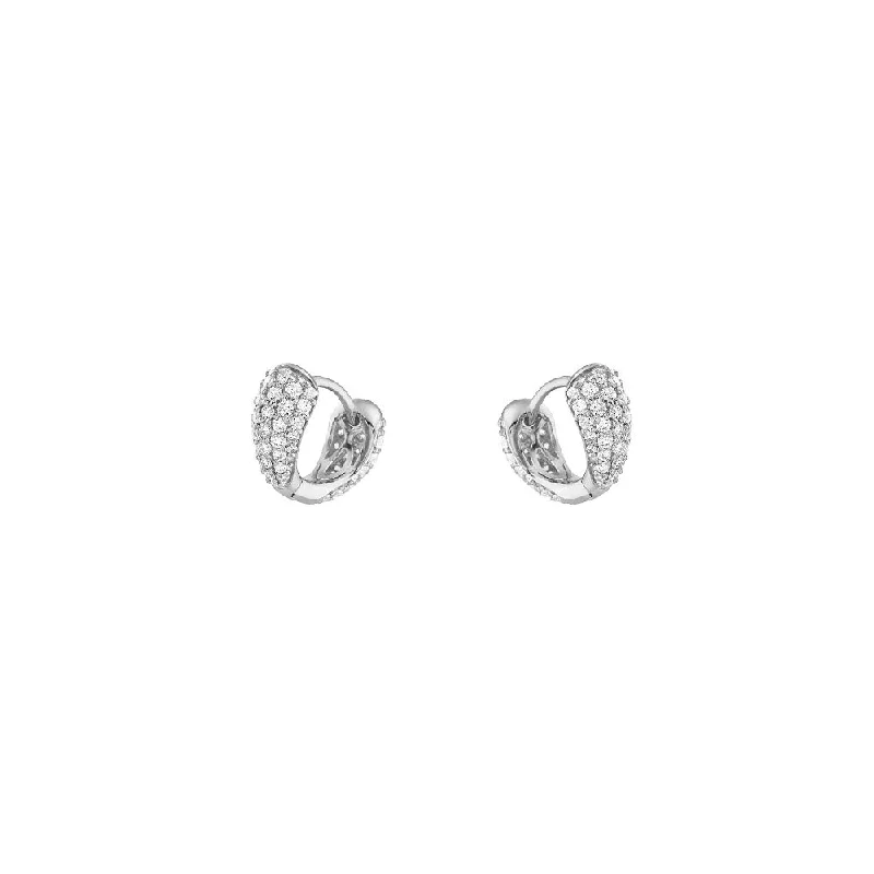 Vintage Pearl Earrings For Timeless Elegance-18 Karat White Gold Mini Pave Diamond Huggy Earrings