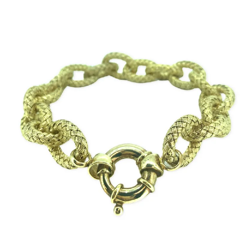 Bracelets With Unique Styles-YELLOW STERLING SILVER OPEN LINK BRACELET