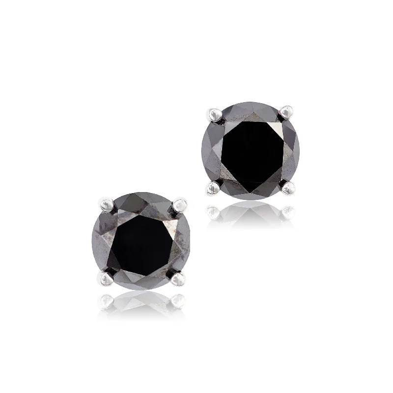 Custom Drop Earrings For Personalized Jewelry-1.00 Ctw Enhanced Round Black Diamond Stud Earrings