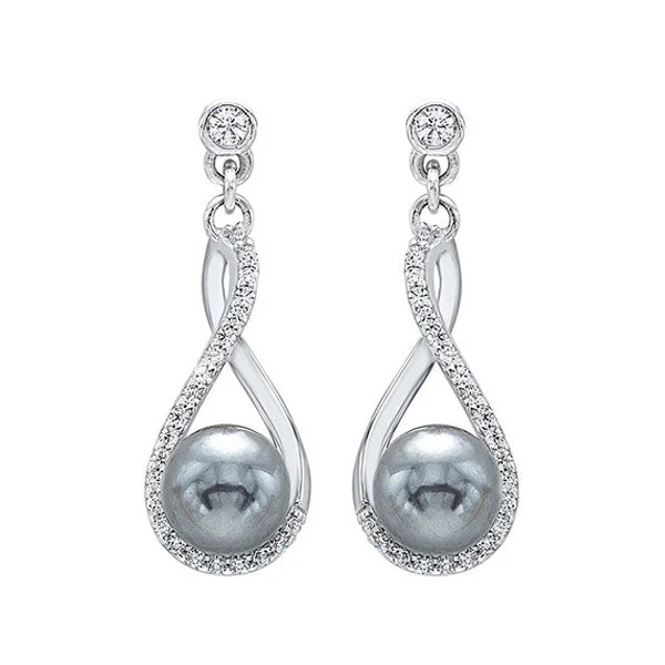 Simple Silver Earrings For All Day Wear-CZ Sterling Silver Pearl Earrings