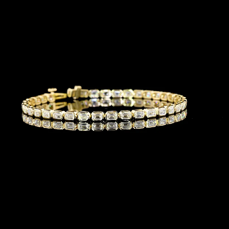 Bracelets For Women With Small Wrists-14K Yellow Gold Lab Grown Diamond Emerald Tennis Bracelet BC924