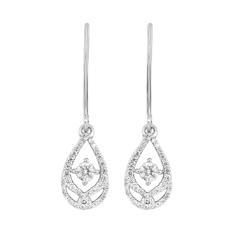 Modern Earrings For Urban Fashion-Sterling Silver Diamond Hoop Earrings