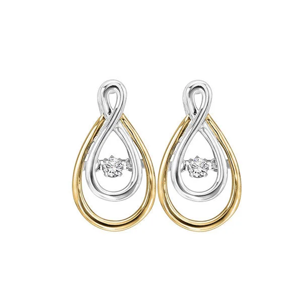 Silver Drop Earrings For Evening Style-14K Two-Tone White And Yellow Gold Diamond Rhythm Of Love Earrings