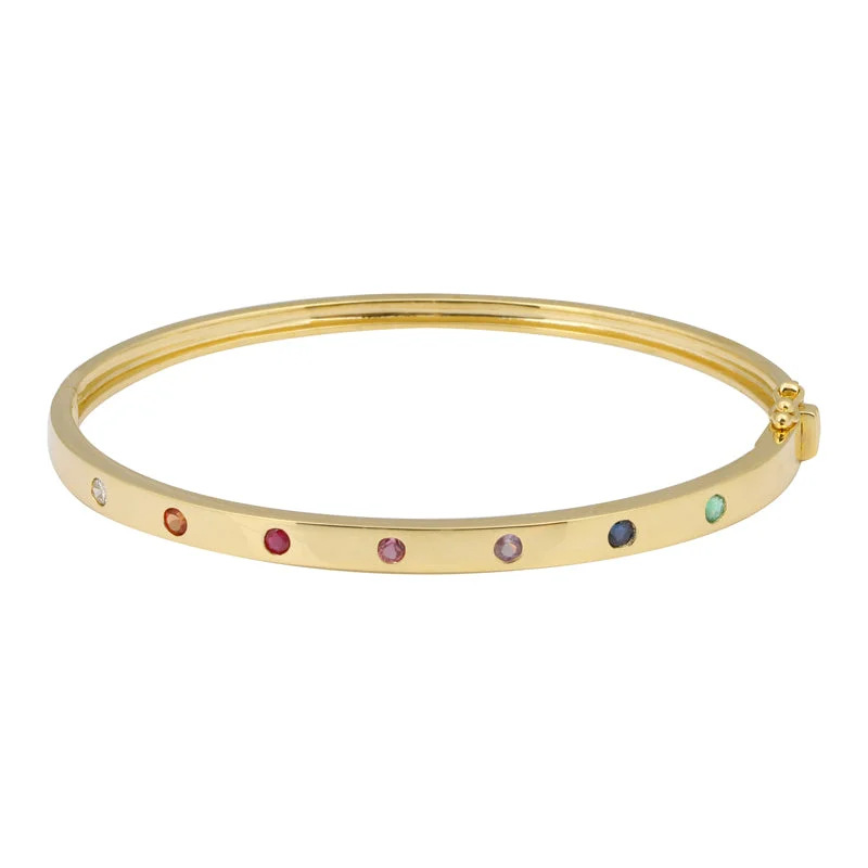 Bangles For Extravagant Styles-14K  Gold Rainbow Bangle