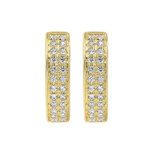 Fancy Earrings For Evening Parties-14K Yellow Gold Diamond Hoop Earrings