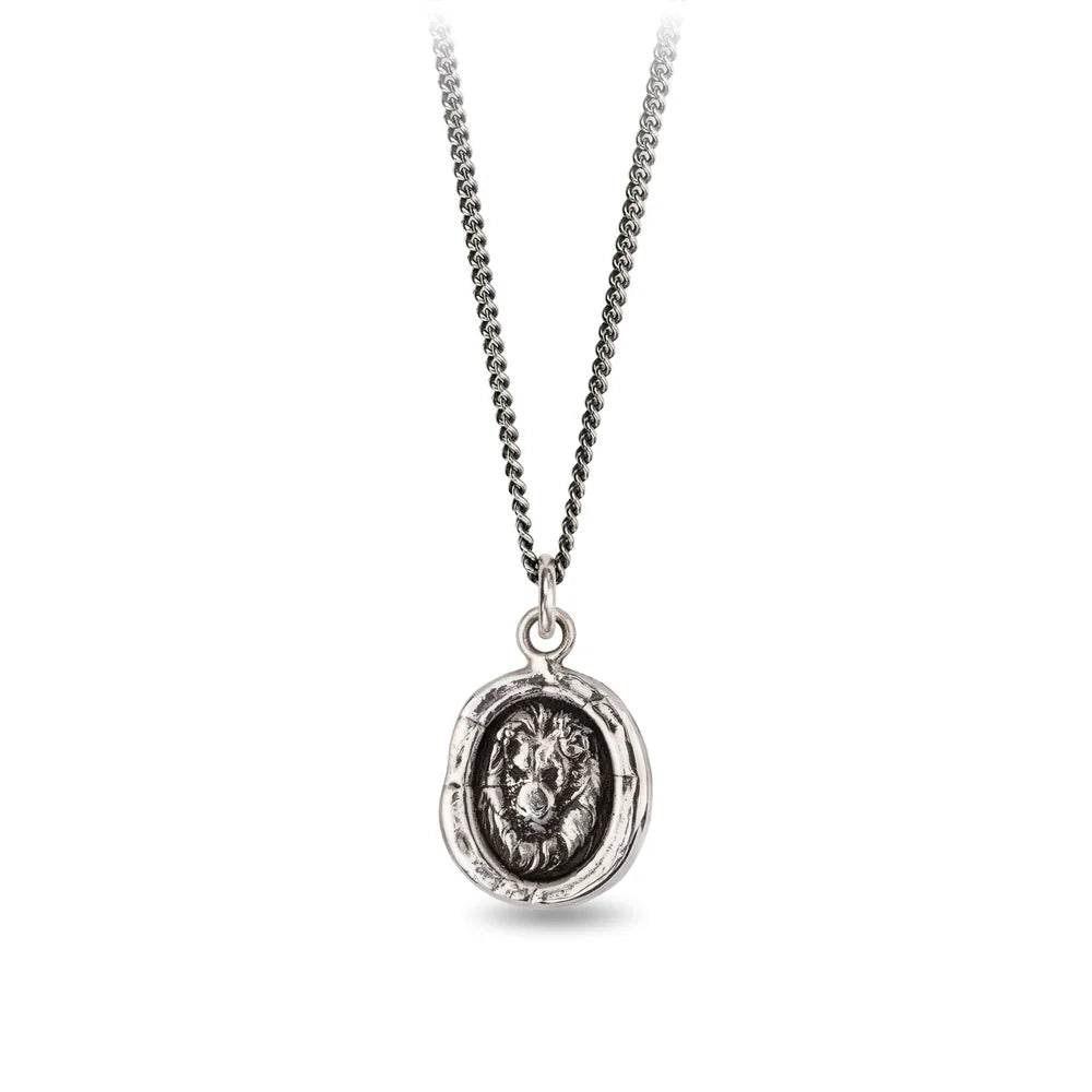 Classic Gold Chain Necklaces For Timeless Fashion-Pyrrha Sterling Silver "Lion Head" Talisman Pendant 18" Necklace