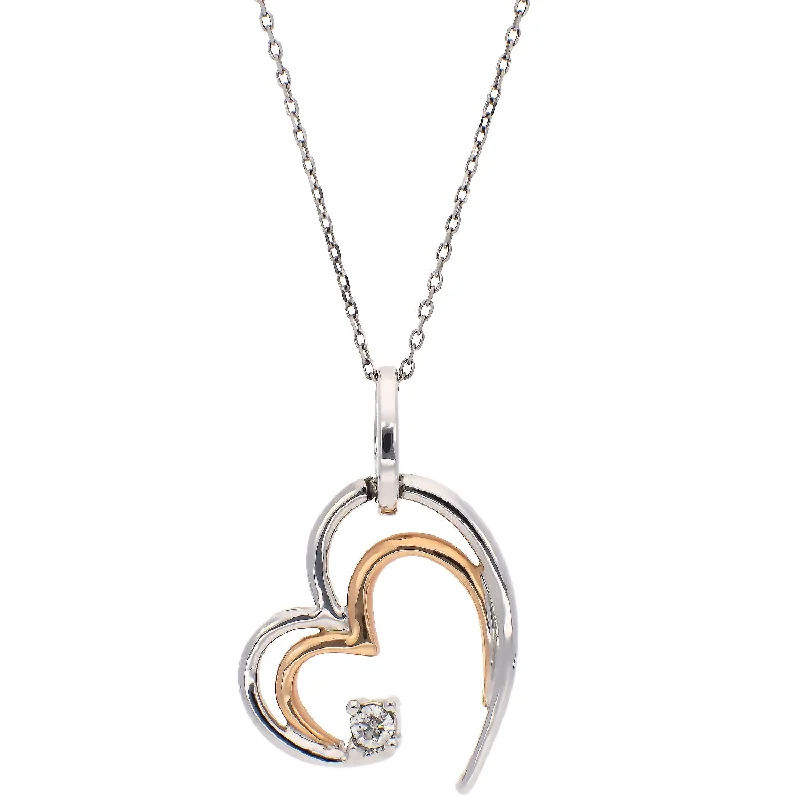 Elegant Heart Necklaces For Romantic Gifts-14K White and Rose Gold Heart Pendant Necklace