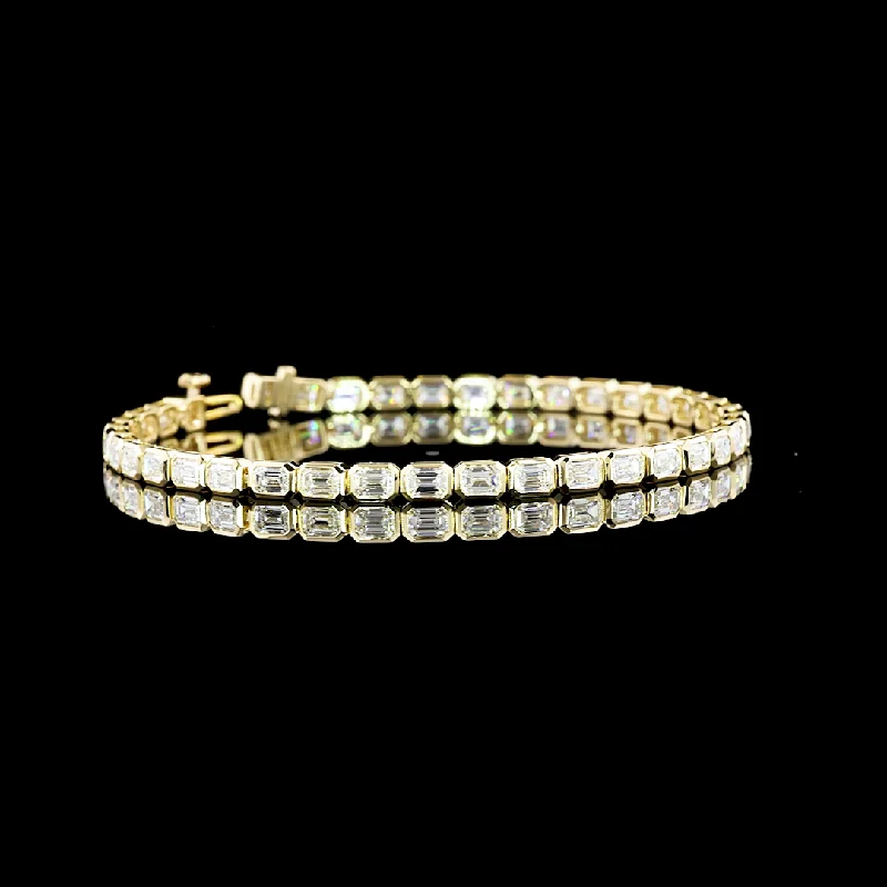 Bracelets For Indian Weddings-14K Yellow Gold Lab Grown Diamond Emerald Tennis Bracelet BC1028