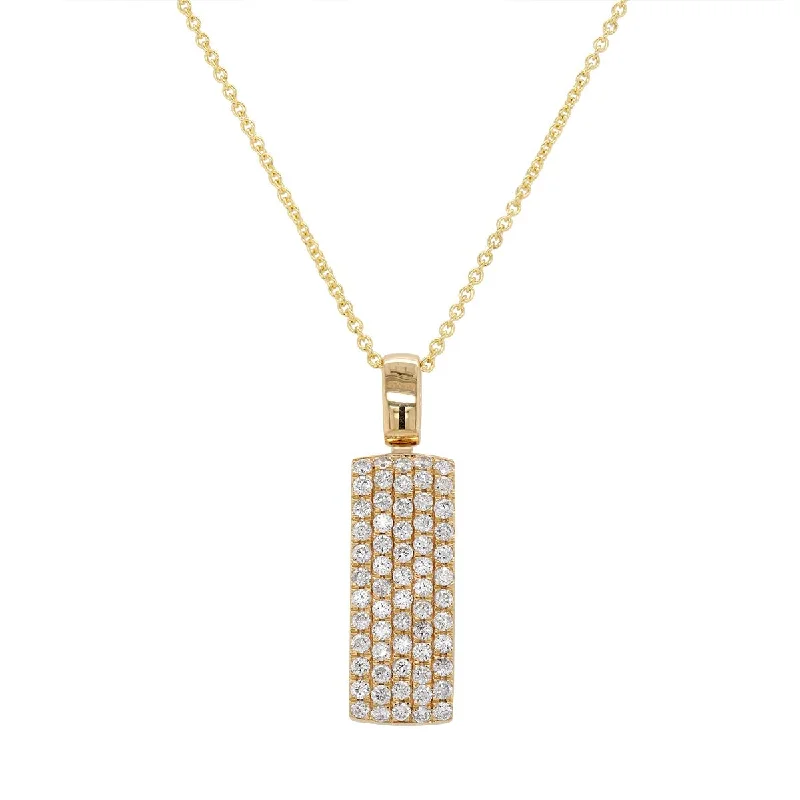 Trendy Bar Necklaces For Casual Looks-MODERN YELLOW GOLD NECKLACE WITH 62 DIAMONDS, .49 CT TW