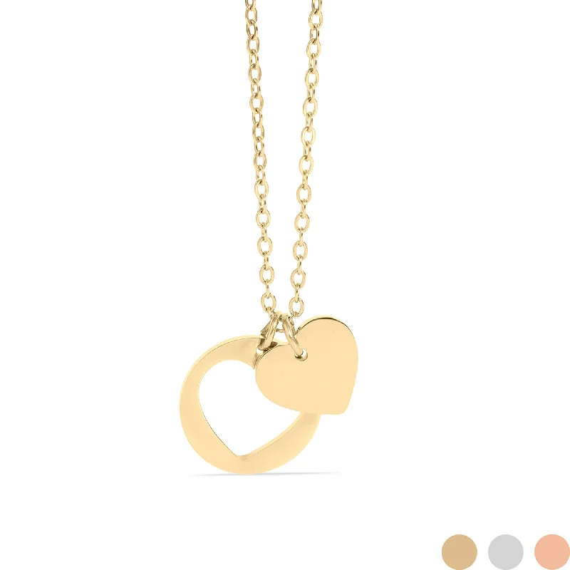 Heart Shaped Necklaces For Girlfriend Gifts-Stainless Steel Heart Cutout Necklace with 2" Extension / SBB0310