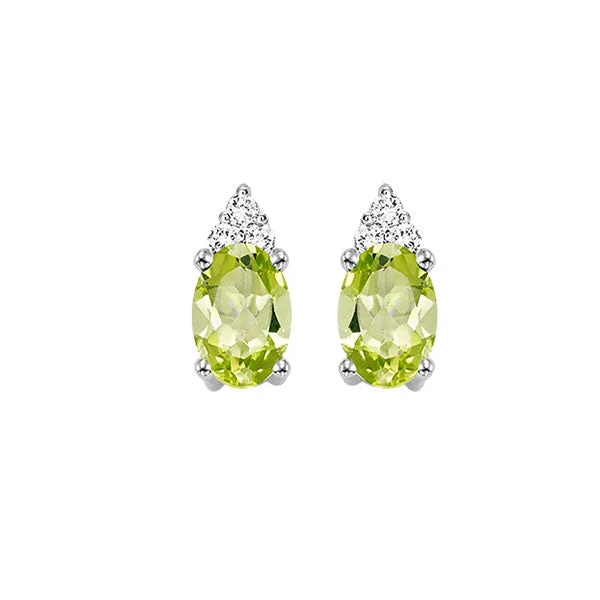 Large Resin Earrings For Bold Style-10K White Gold Peridot Diamond Stud Earrings