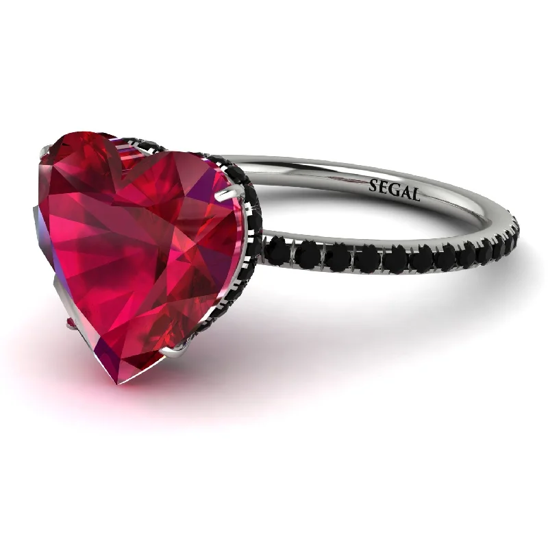 Classic Titanium Wedding Bands For Men-Heart Shape Ruby Ring - Noelle No. 42