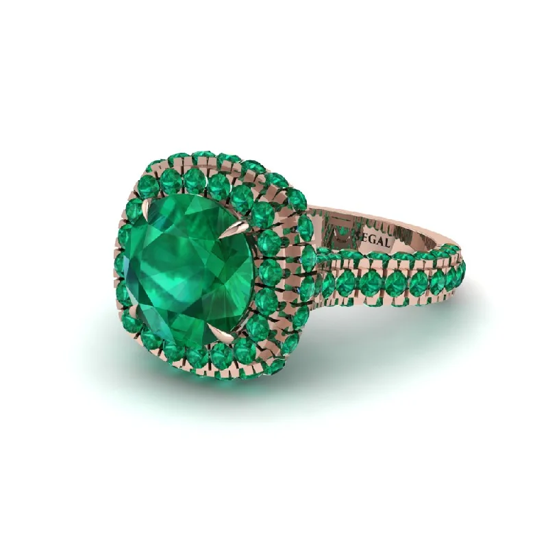 Simple Stackable Rings For Trendy Fashion-Emerald Pave Double Halo Engagement Ring - Eve No. 20