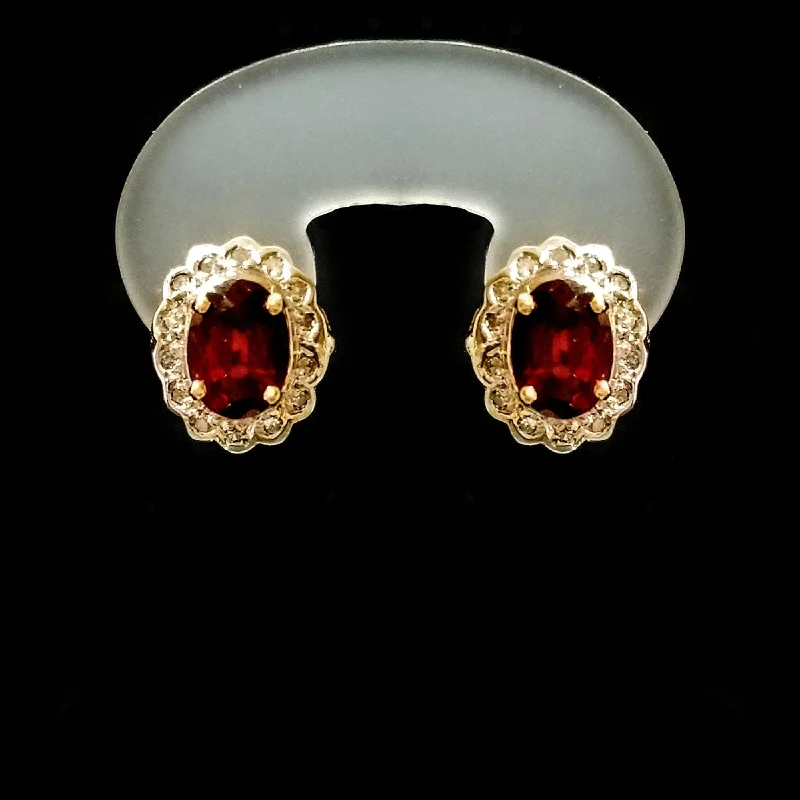 Butterfly Earrings For Spring Looks-18 kt Yellow Gold Vintage Garnet Earrings with Diamonds