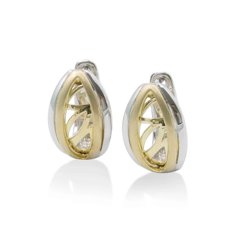 Simple Silver Earrings For All Day Wear-Marquise Shape Earrings, Gold Plated Sterling Silver