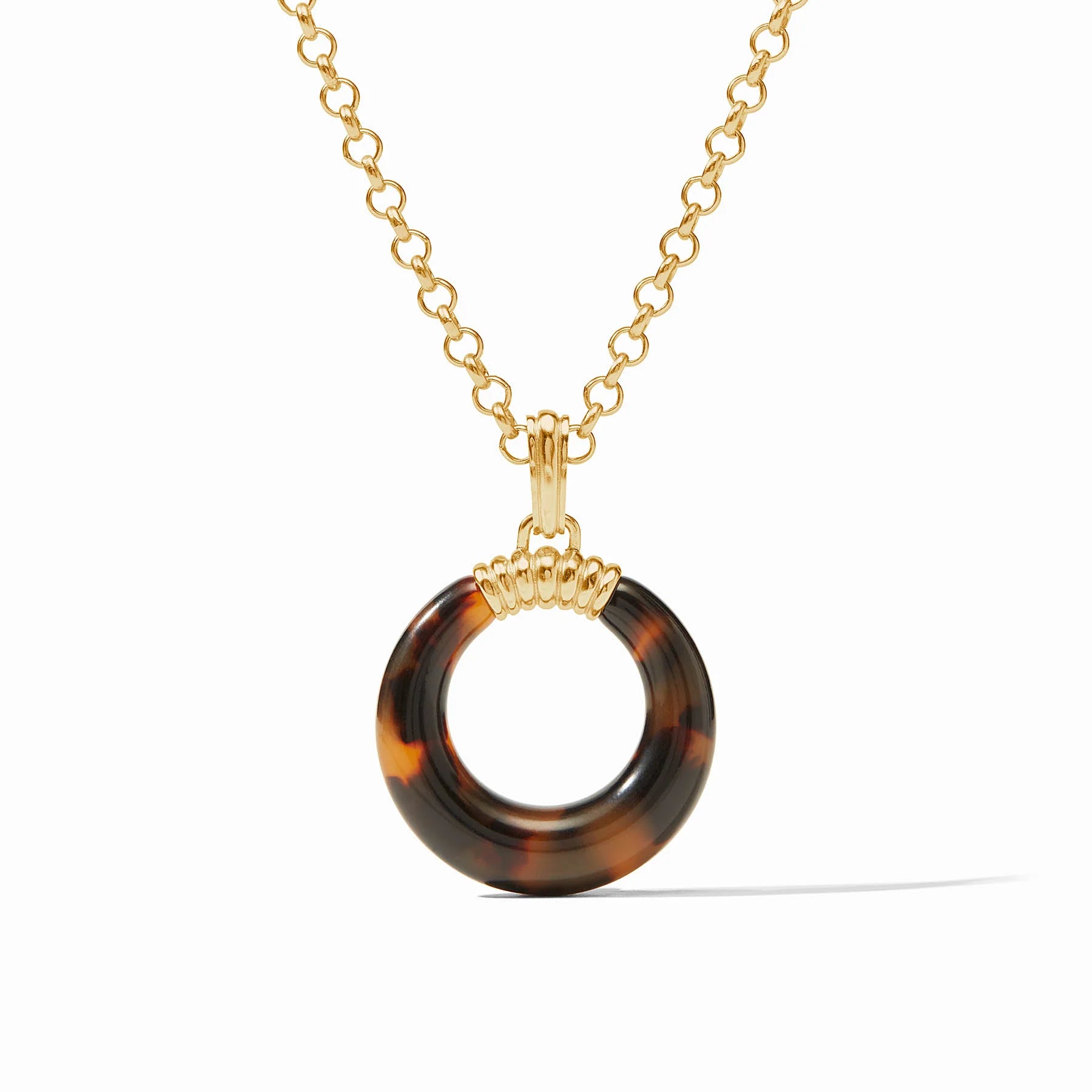 Dainty Gold Necklaces For Subtle Style-Julie Vos Madison Tortoiseshell Statement Pendant 36" 24K Gilded Gold Necklace