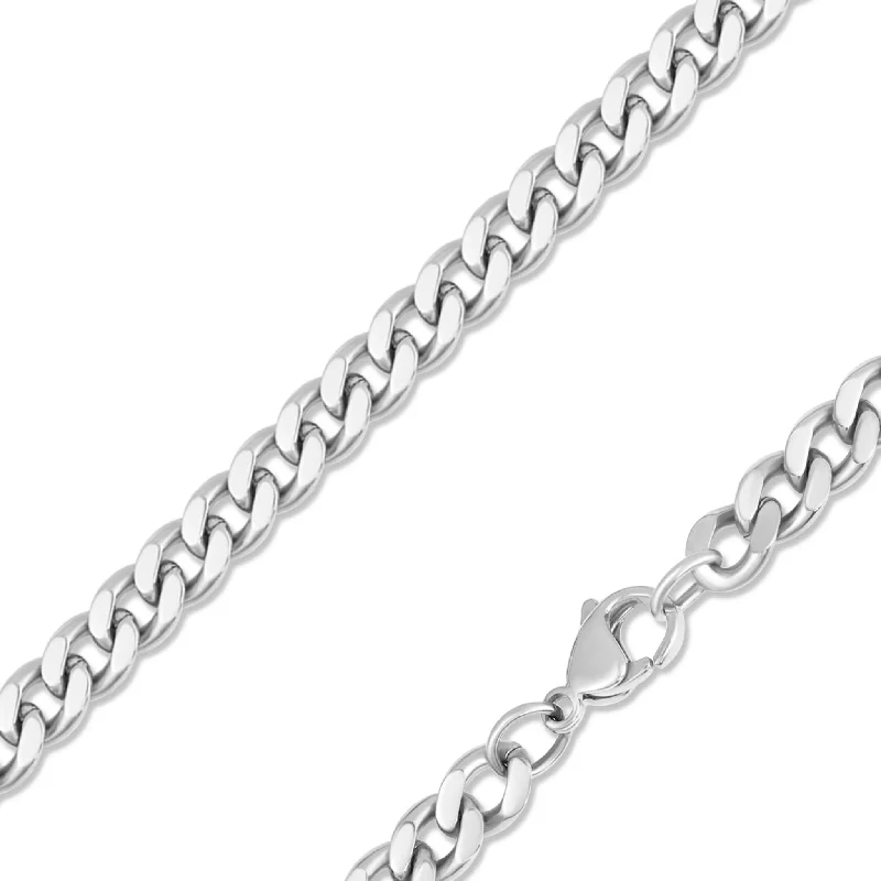 Trendy Multi-Layered Necklaces For Bold Style-Stainless Steel Diamond Cut Curb Chain Necklace / CHN7500