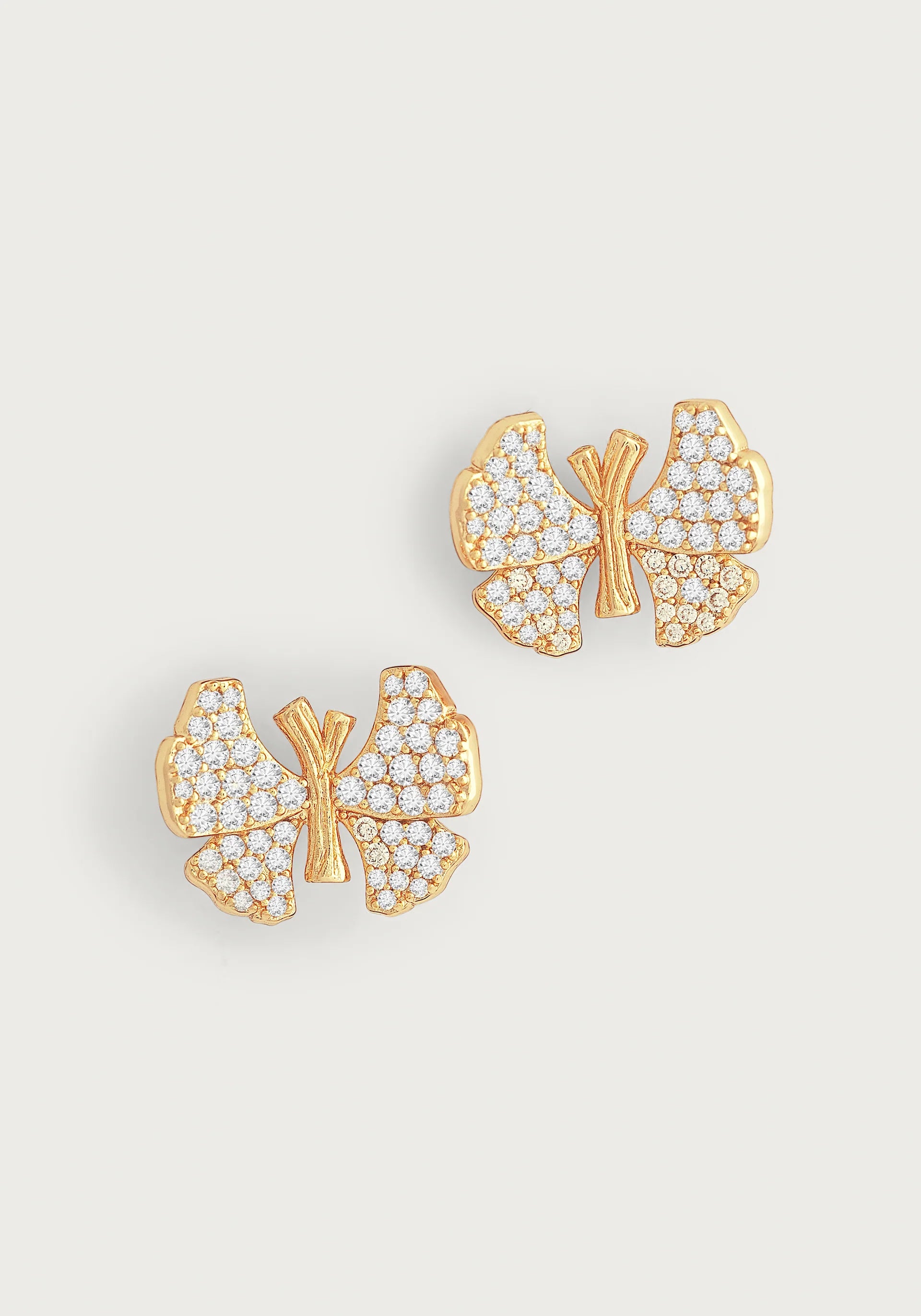 Pearl Earrings For Special Occasions-Butterfly White Pavé Stud Earrings