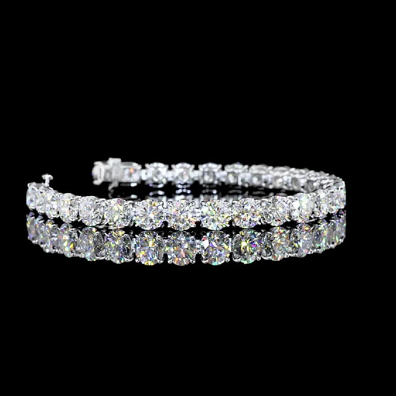 Bracelets With Swarovski Crystals-14K White Gold Lab Grown Round Diamond Tennis Bracelet BC1547