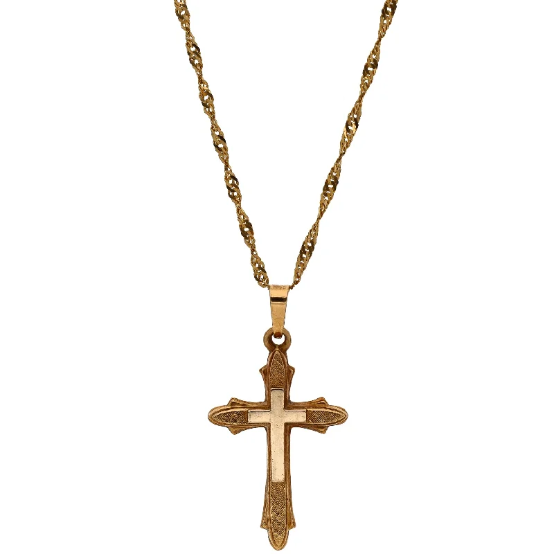 Bold Gemstone Chain Necklaces For Fashion Lovers-14K Yellow Gold Cross Necklace with 16 Inch Chain