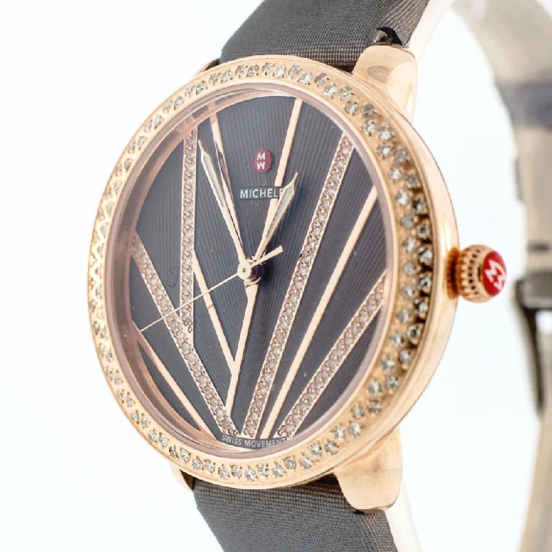 Watches For Classy Occasions-Serein Mid City Lights Diamond Rose Gold Watch with 16mm New Gray Strap